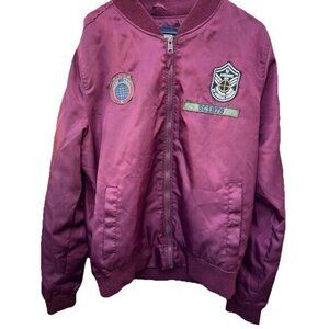 Swiss Cross Jacket Men's Size Large Burgundy Polyester Full Zip and Lined